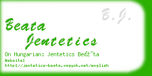 beata jentetics business card